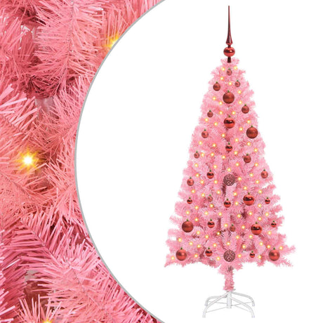 Vidaxl kerstboom met 150 led met standaard roze 120 cm pvc