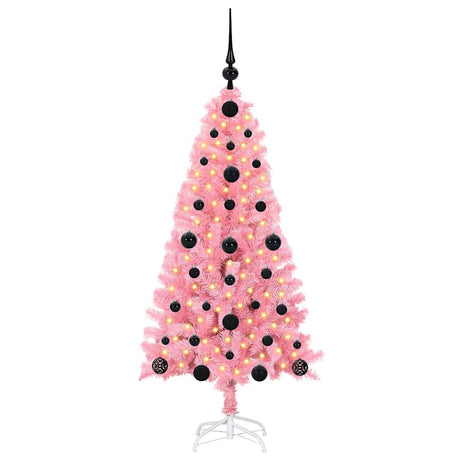 Vidaxl kerstboom met 150 led met standaard roze 120 cm pvc