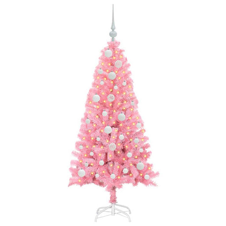 Vidaxl kerstboom met 150 led met standaard roze 120 cm pvc
