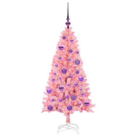 Vidaxl kerstboom met 150 led met standaard roze 120 cm pvc