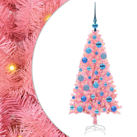 Vidaxl kerstboom met 150 led met standaard roze 120 cm pvc