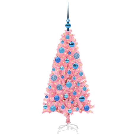 Vidaxl kerstboom met 150 led met standaard roze 120 cm pvc