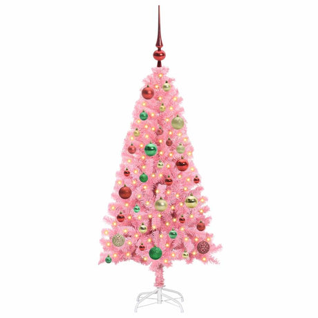 Vidaxl kerstboom met 150 led met standaard roze 120 cm pvc