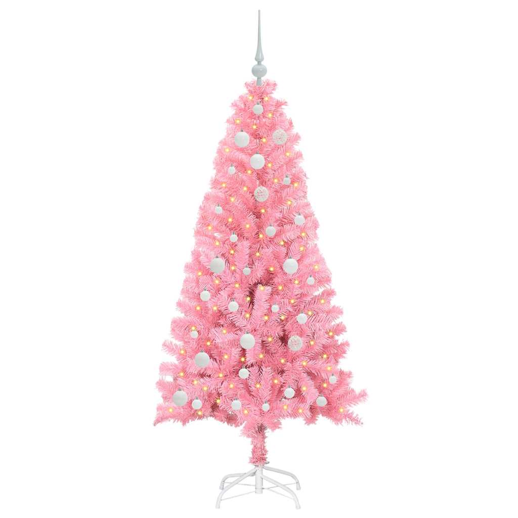 Vidaxl kerstboom met 150 led met standaard roze 150 cm pvc