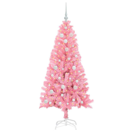 Vidaxl kerstboom met 150 led met standaard roze 150 cm pvc