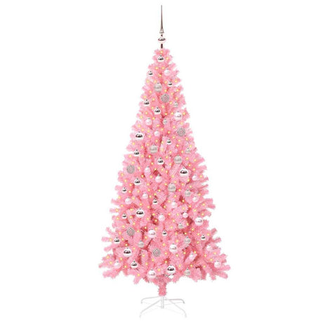 Vidaxl kerstboom met 300 led met standaard roze 210 cm pvc