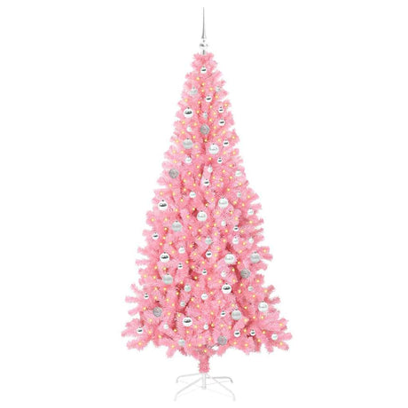 Vidaxl kerstboom met 300 led met standaard roze 210 cm pvc