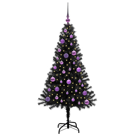 Vidaxl kerstboom met 150 led met standaard zwart 150 cm pvc