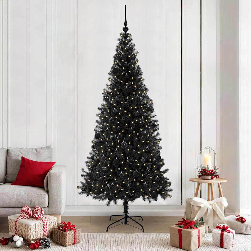 Vidaxl kerstboom met 300 led met standaard zwart 210 cm pvc