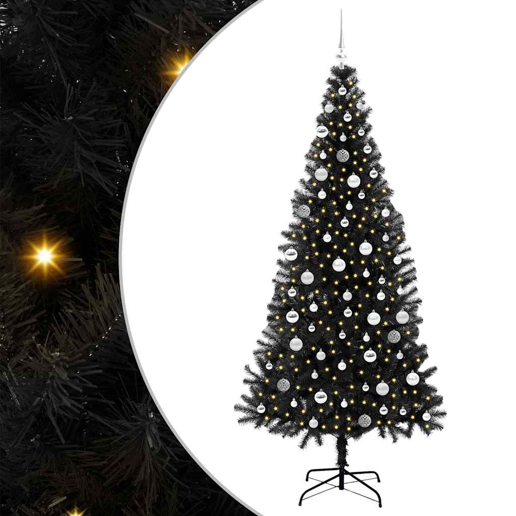 Vidaxl kerstboom met 300 led met standaard zwart 210 cm pvc