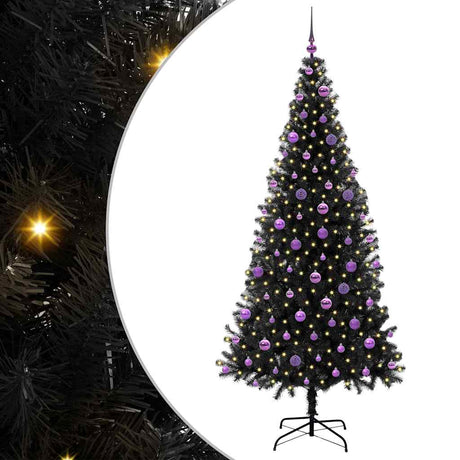 Vidaxl kerstboom met 300 led met standaard zwart 210 cm pvc