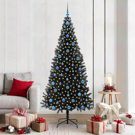 Vidaxl kerstboom met 300 led met standaard zwart 210 cm pvc