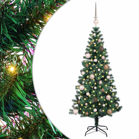 Vidaxl kunstmatig voorverlicht kerstboom groen 150 cm pvc en metaal