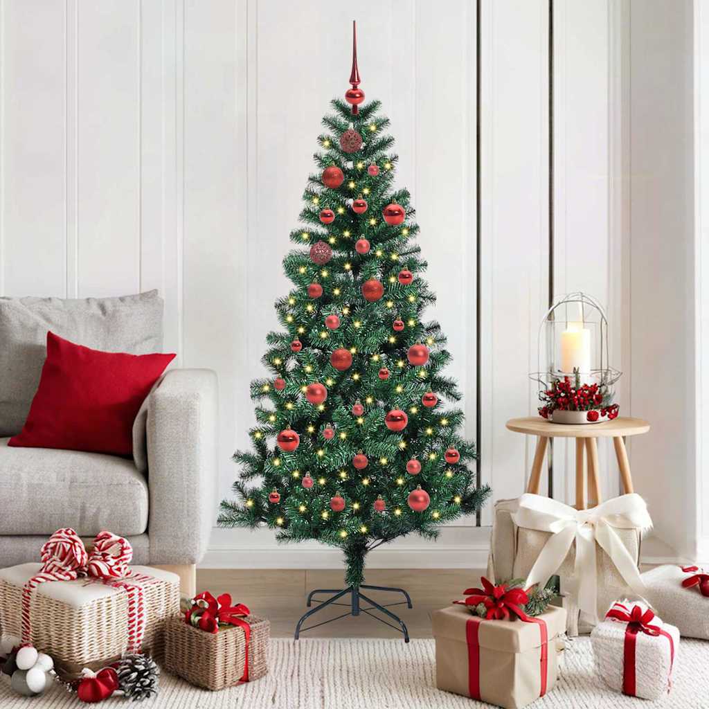 Vidaxl kunstmatig voorverlicht kerstboom groen 150 cm pvc en metaal