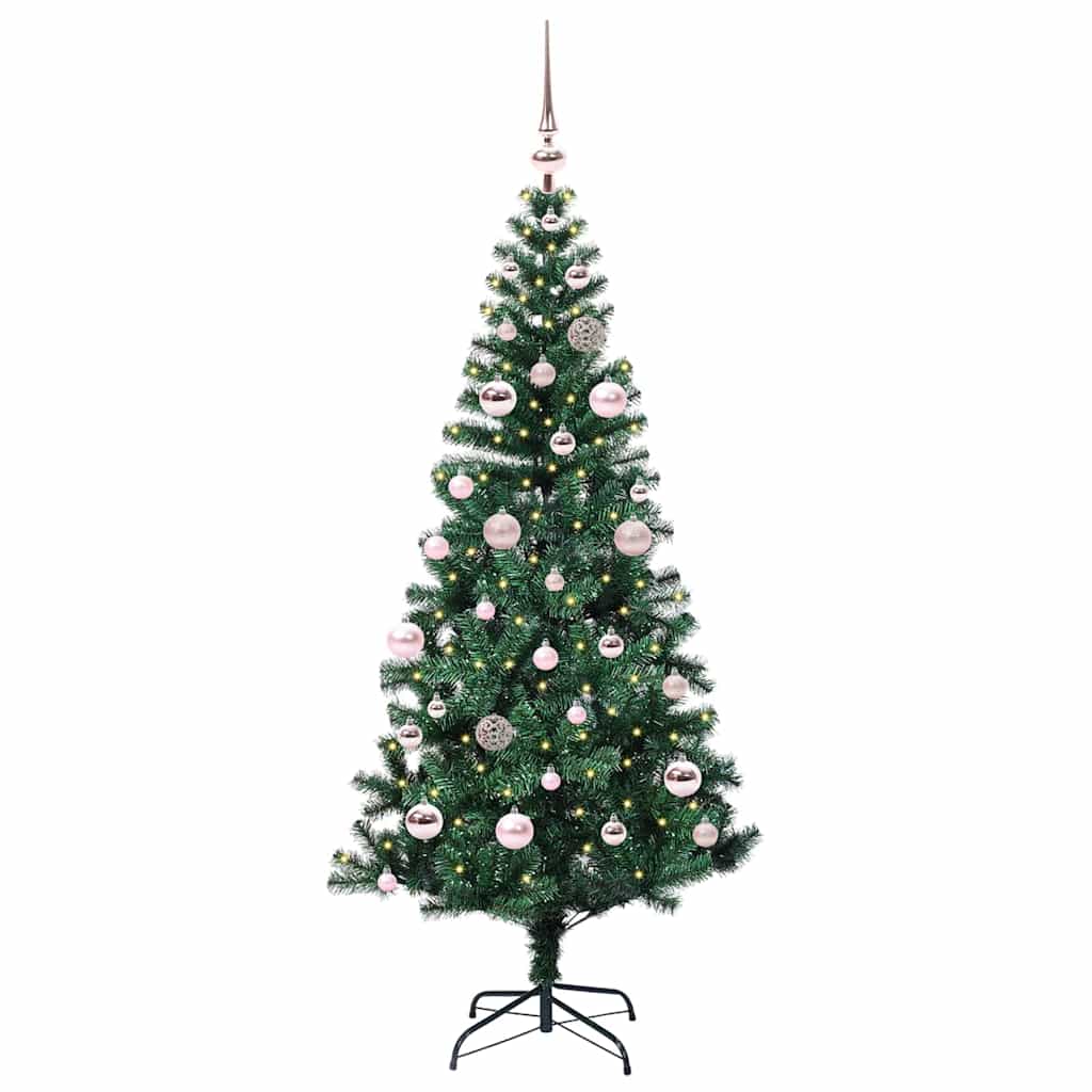 Vidaxl kunstmatig voorverlicht kerstboom groen 150 cm pvc en metaal