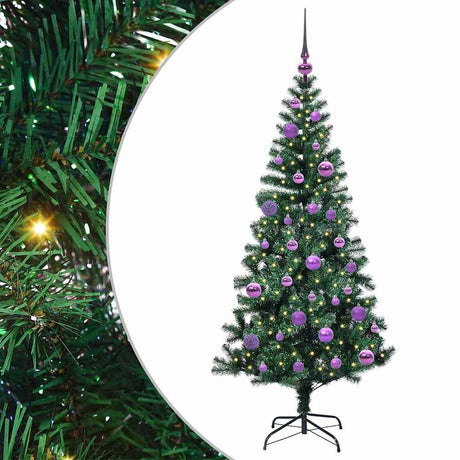 Vidaxl kunstmatig voorverlicht kerstboom groen 150 cm pvc en metaal