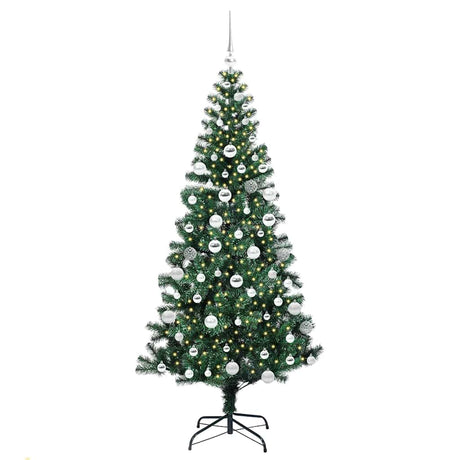Vidaxl kunstmatig voorverlicht kerstboom groen 180 cm pvc en metaal