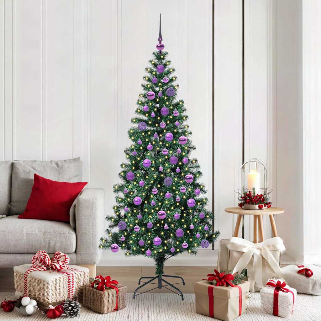 Vidaxl kunstmatig voorverlicht kerstboom groen 180 cm pvc en metaal