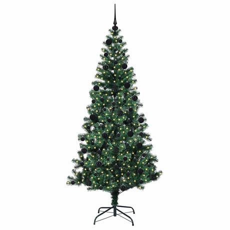 Vidaxl kunstmatig voorverlicht kerstboom groen 210 cm pvc en metaal