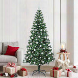 Vidaxl kunstmatig voorverlicht kerstboom groen 210 cm pvc en metaal
