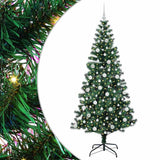 Vidaxl kunstmatig voorverlicht kerstboom groen 210 cm pvc en metaal