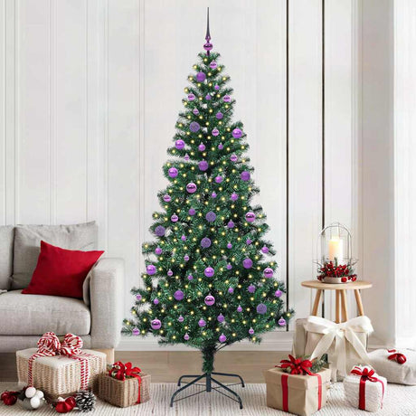 Vidaxl kunstmatig voorverlicht kerstboom groen 210 cm pvc en metaal
