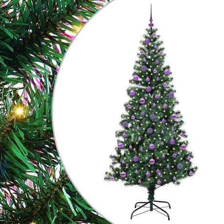 Vidaxl kunstmatig voorverlicht kerstboom groen 210 cm pvc en metaal