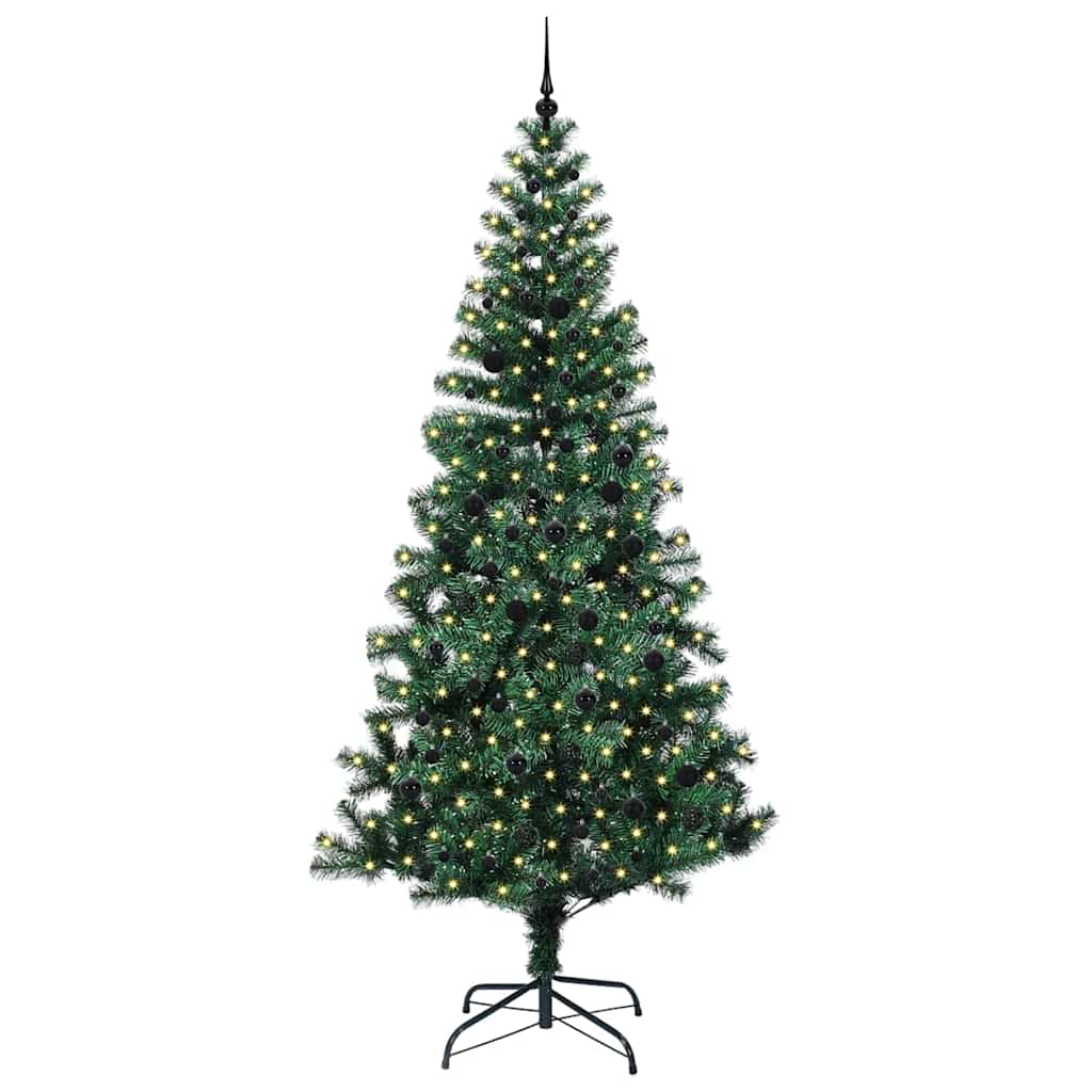 Vidaxl kunstmatig voorverlicht kerstboom groen 240 cm pvc en metaal
