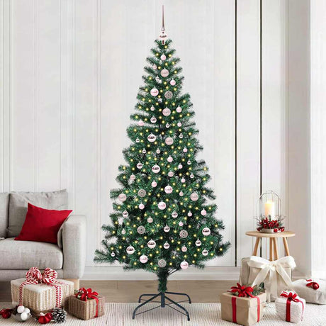 Vidaxl kunstmatig voorverlicht kerstboom groen 240 cm pvc en metaal