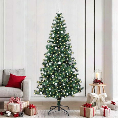 Vidaxl kunstmatig voorverlicht kerstboom groen 240 cm pvc en metaal