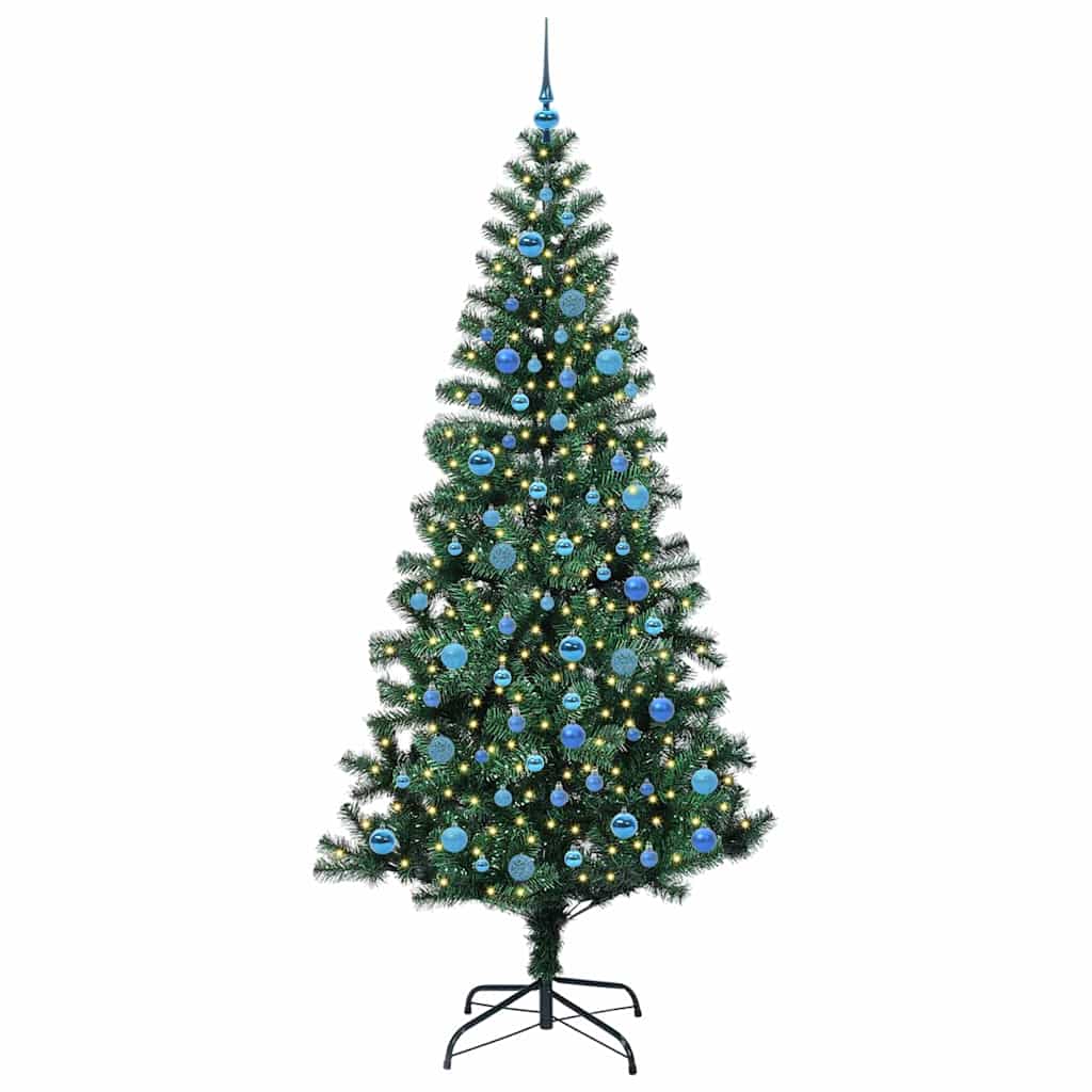 Vidaxl kunstmatig voorverlicht kerstboom groen 240 cm pvc en metaal