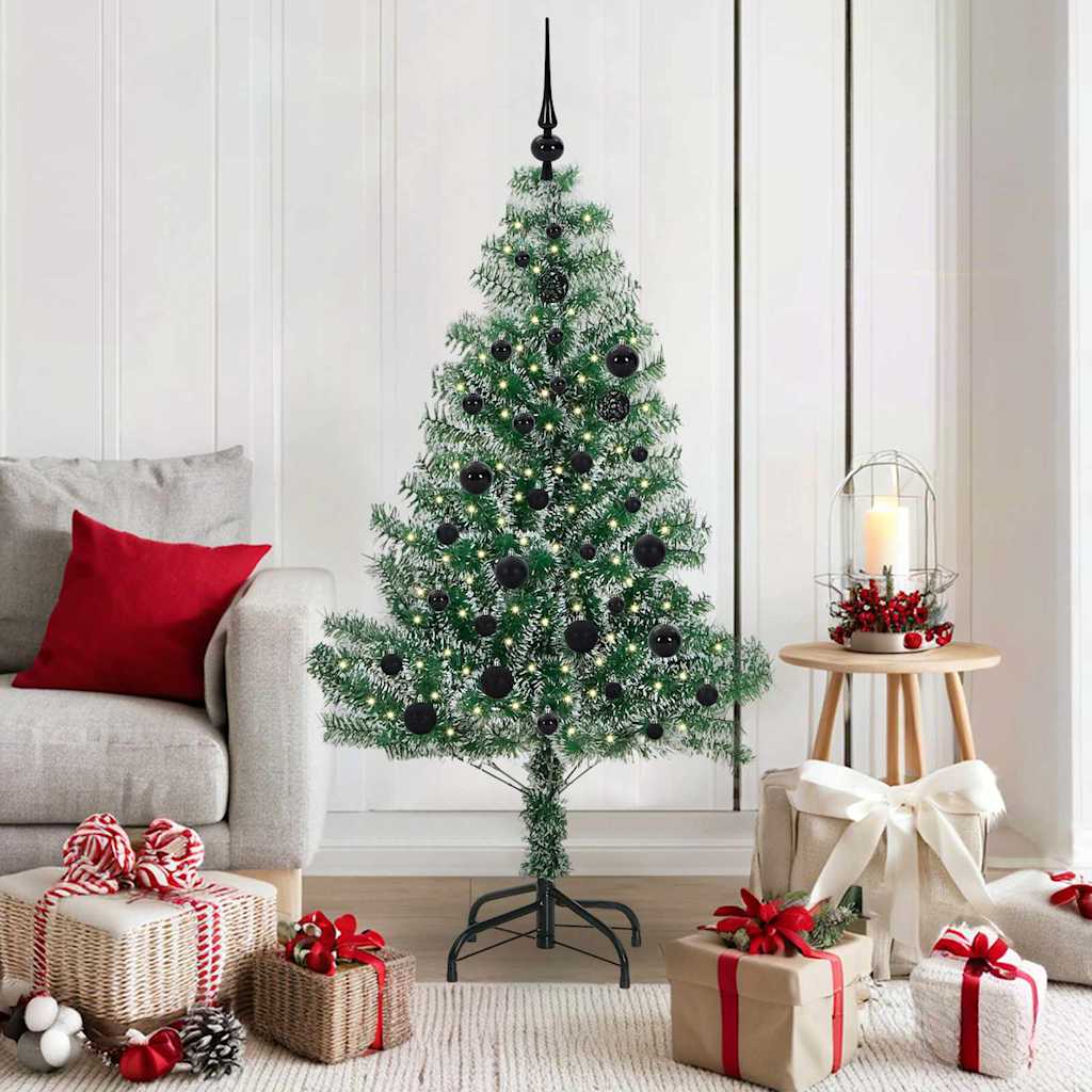 Vidaxl kunstmatige kerstboom sneeuw gevlochten met led licht 150 cm