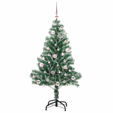 Vidaxl kunstmatige kerstboom sneeuw gevlochten met led licht 150 cm