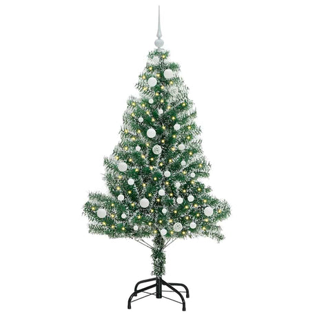 Vidaxl kunstmatige kerstboom sneeuw gevlochten met led licht 150 cm