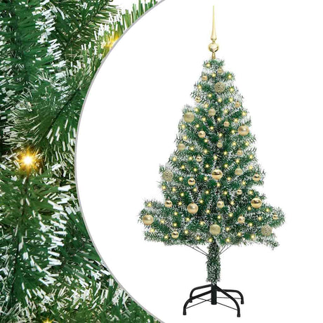 Vidaxl kunstmatige kerstboom sneeuw gevlochten met led licht 150 cm