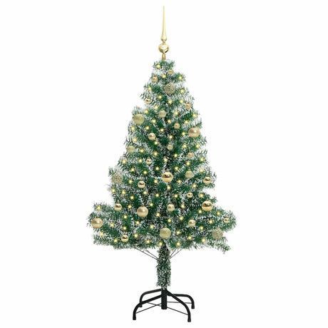 Vidaxl kunstmatige kerstboom sneeuw gevlochten met led licht 150 cm