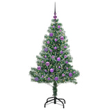 Vidaxl kunstmatige kerstboom sneeuw gevlochten met led licht 150 cm