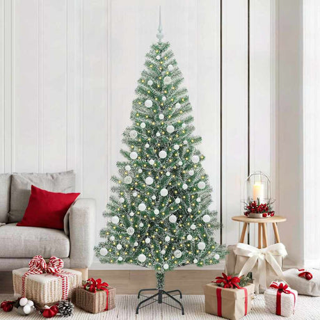 Vidaxl kunstmatige kerstboom sneeuw gevlochten met led licht 210 cm