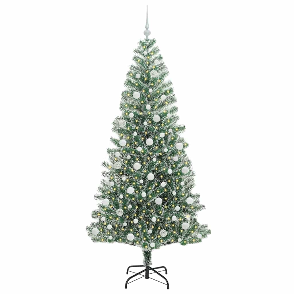 Vidaxl kunstmatige kerstboom sneeuw gevlochten met led licht 210 cm