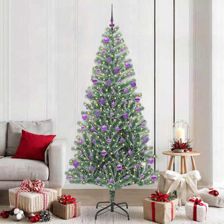 Vidaxl kunstmatige kerstboom sneeuw gevlochten met led licht 210 cm