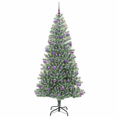 Vidaxl kunstmatige kerstboom sneeuw gevlochten met led licht 210 cm