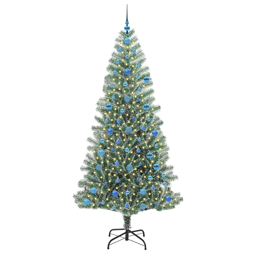 Vidaxl kunstmatige kerstboom sneeuw gevlochten met led licht 210 cm