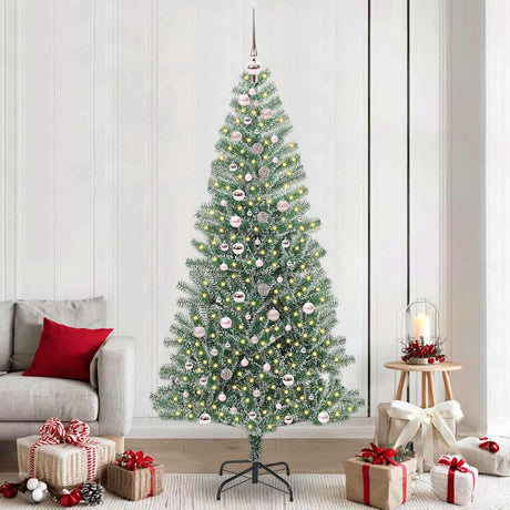 Vidaxl kunstmatige kerstboom sneeuw gevlochten met led licht 240 cm