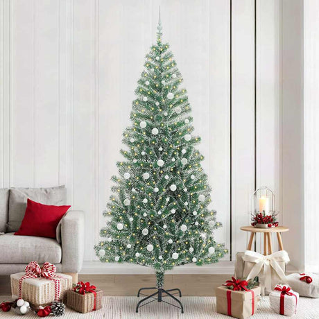 Vidaxl kunstmatige kerstboom sneeuw gevlochten met led licht 240 cm
