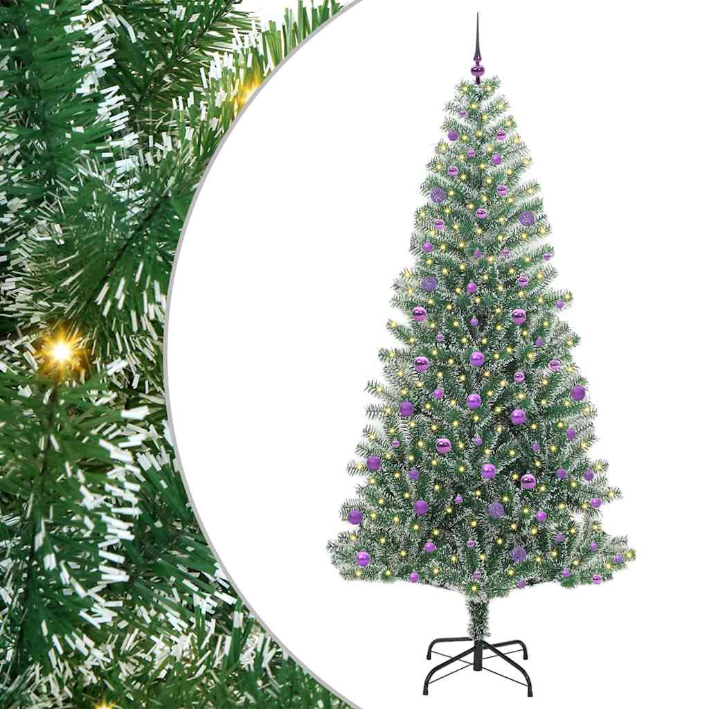 Vidaxl kunstmatige kerstboom sneeuw gevlochten met led licht 240 cm