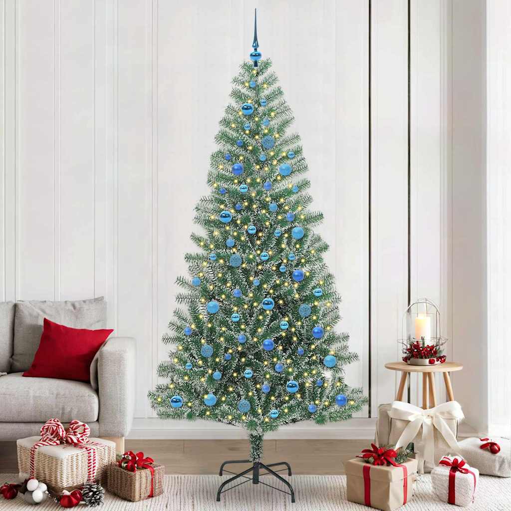 Vidaxl kunstmatige kerstboom sneeuw gevlochten met led licht 240 cm