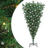 Vidaxl ondersteboven kunstkerstboom met verlichting en ballen set pvc