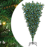 Vidaxl ondersteboven kunst kerstboom met ballenset groen 210 cm pvc