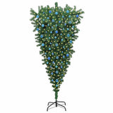 Vidaxl ondersteboven kunst kerstboom met ballenset groen 210 cm pvc