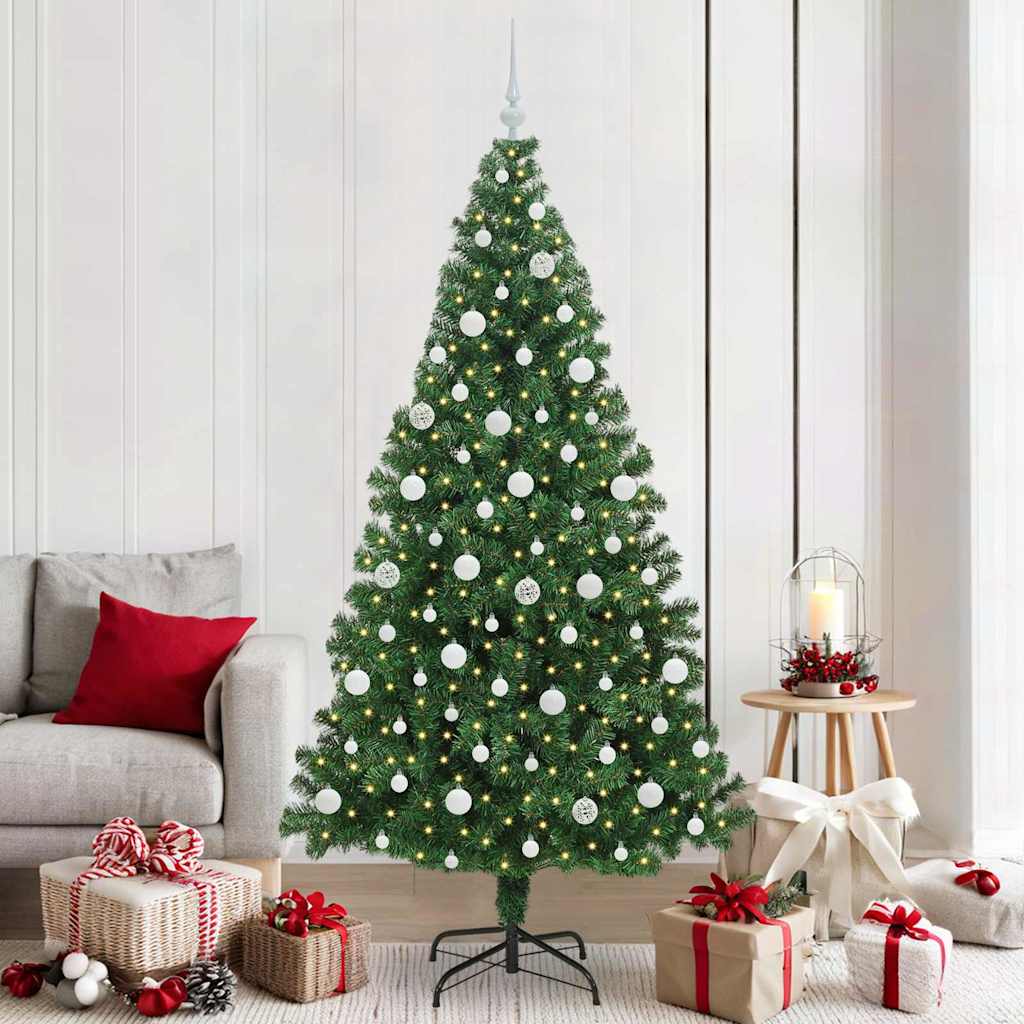 Vidaxl kunstkerstboom groen 210 cm pvc en staal en kunststof